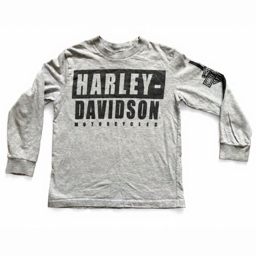 Harley Davidson Kids- Size 7 Grey MOTORCYCLE Long Sleeve